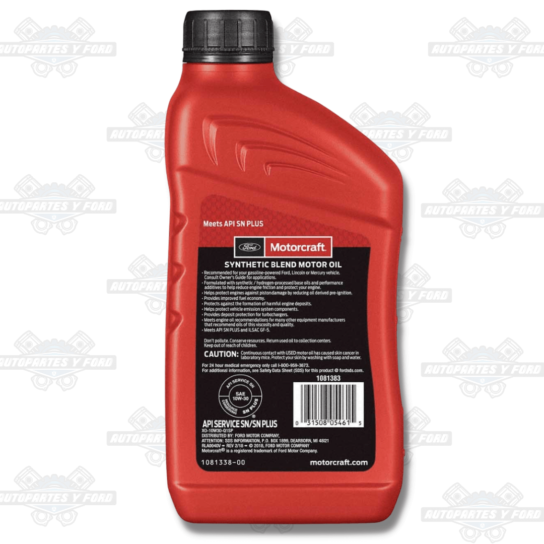 Aceite Motor Ford Motorcraft SAE 10W30 Gasolina